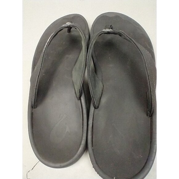 OluKai Ohana Women's Black Leather Thong Flip‎ Flop Sandals US 10 - Picture 4 of 6